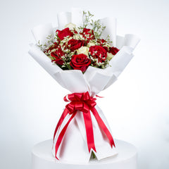 Classic Red and White Rose Arrangement
