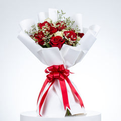 Classic Red and White Rose Arrangement