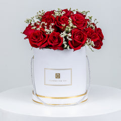 Flower in a Round Box Red