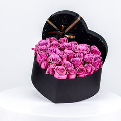 Heart shape Box Rose Arrangement Purple