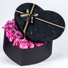 Heart shape Box Rose Arrangement Purple