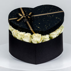 Heart shape Box Rose Arrangement White