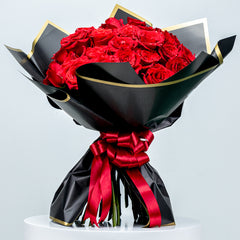 Bouquet Of Red Rose Black