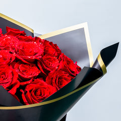 Bouquet Of Red Rose Black