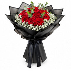 Bouquet Of Red Rose Black Wrapp