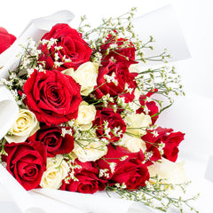 Classic Red and White Rose Arrangement