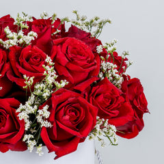 Flower in a Round Box Red