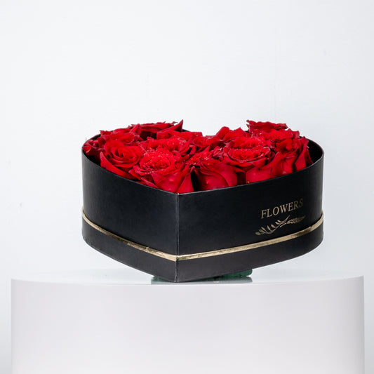 Heart shape Box Rose Arrangement Red