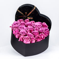 Heart shape Box Rose Arrangement Purple