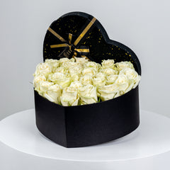 Heart shape Box Rose Arrangement White