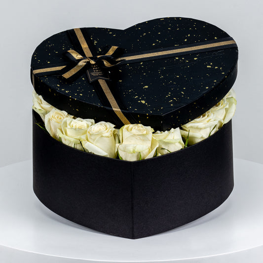 Heart shape Box Rose Arrangement White