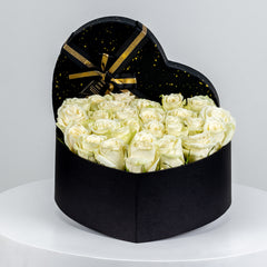 Heart shape Box Rose Arrangement White