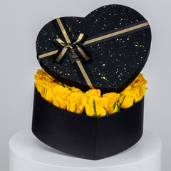 Heart shape Box Rose Arrangement Yellow