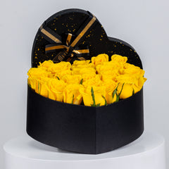 Heart shape Box Rose Arrangement Yellow