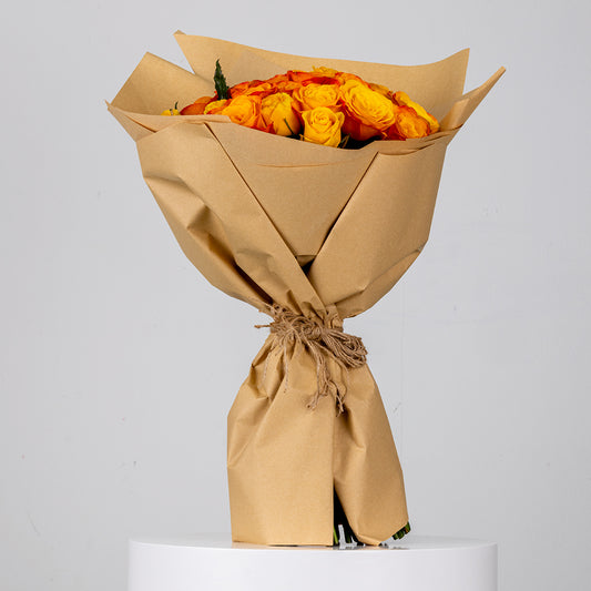 Sunset- Yellow And Orange Rose Arrangement